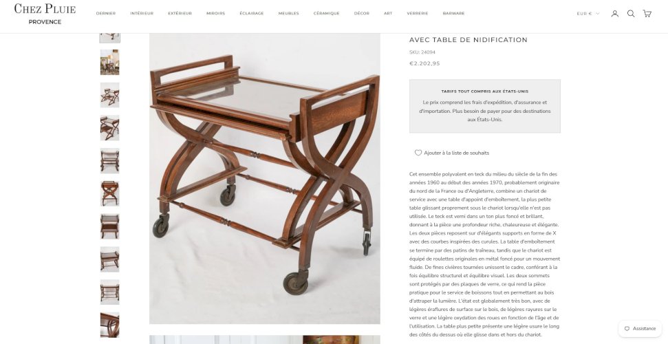 ✨ Belle paire de tables vintage en teck – Desserte roulante & table d’appoint – Benoit-Guyot Lyon ✨