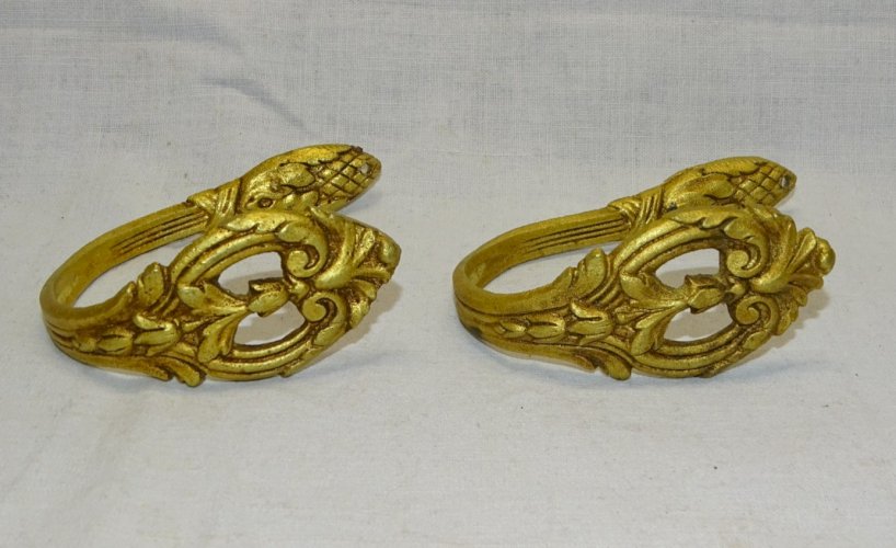 -BELLE PAIRE D'EMBRASSES  BRONZE  décor de VOLUTES  POUR RIDEAUX DECO   D