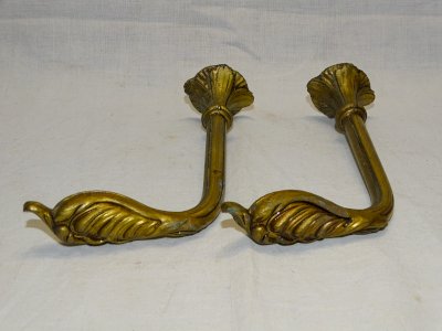 -BELLE PAIRE D'EMBRASSES  BRONZE  décor façon PLUMES POUR RIDEAUX DECO     D
