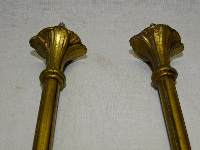 -BELLE PAIRE D'EMBRASSES  BRONZE  décor façon PLUMES POUR RIDEAUX DECO     D