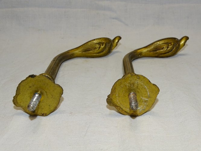 -BELLE PAIRE D'EMBRASSES  BRONZE  décor façon PLUMES POUR RIDEAUX DECO     D
