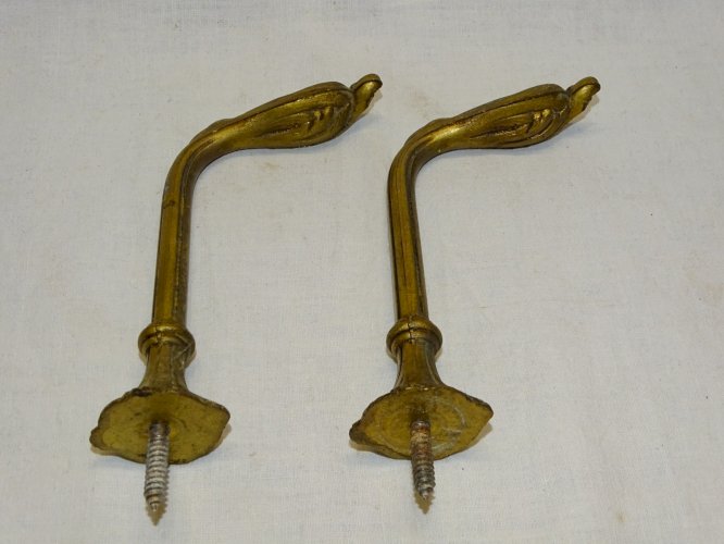 -BELLE PAIRE D'EMBRASSES  BRONZE  décor façon PLUMES POUR RIDEAUX DECO     D