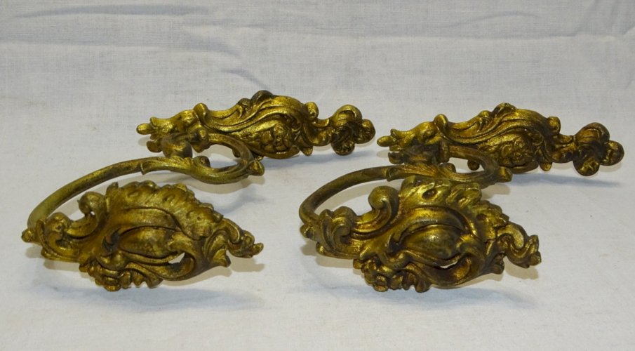 -BELLE PAIRE D'EMBRASSES  BRONZE  décor style ROCAILLE  POUR RIDEAUX DECO   D