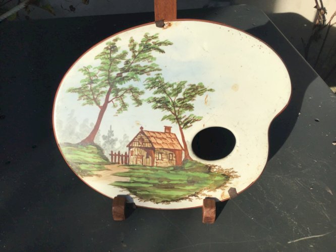 Belle palette peinte scène CREIL et Montereau palette scène campagne