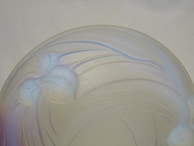 -BELLE PETITE COUPE VERRE OPALESCENT ETLING 100 MODELE EUCALYPTUS COLLECTION   D