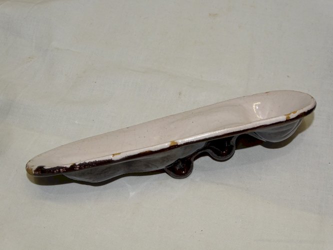 -BELLE PETITE TERRINE AU LIEVRE TERRE CUITE VERNISSEE XIXe COLLECTION CUISINE