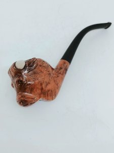 belle pipe en bois sculptée tête de taureau bruyère garantie st claude en bon etat