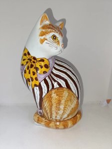 belle sculpture de chat en ceramique rouen signé A.Augy en bon etat