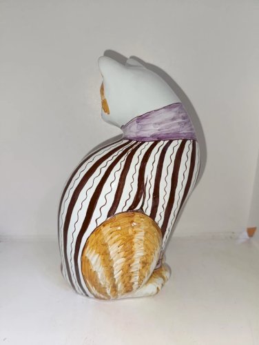 belle sculpture de chat en ceramique rouen signé A.Augy en bon etat