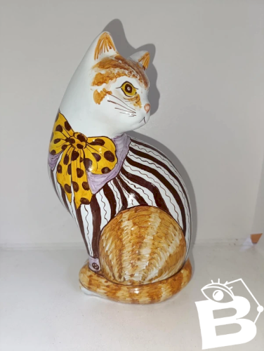 belle sculpture de chat en ceramique rouen signé A.Augy en bon etat