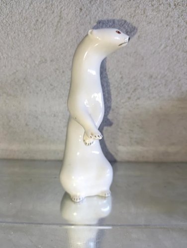 belle sculpture en porcelaine de vison travail ussr du milieu du 20eme siecle en bon etat