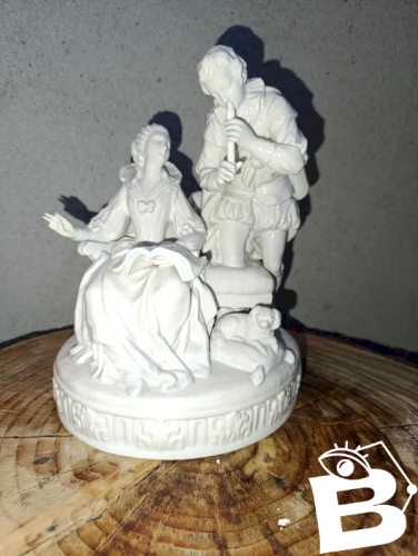 belle sculpture en porcelaine la lecon de musique fin 19 debut 20eme en bon etat
