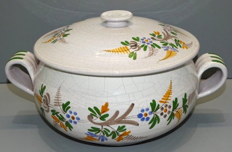 -BELLE SOUPIERE CERAMIQUE POTERIE SARLADAISE HRG  à décor de Fougères & Fleurs D