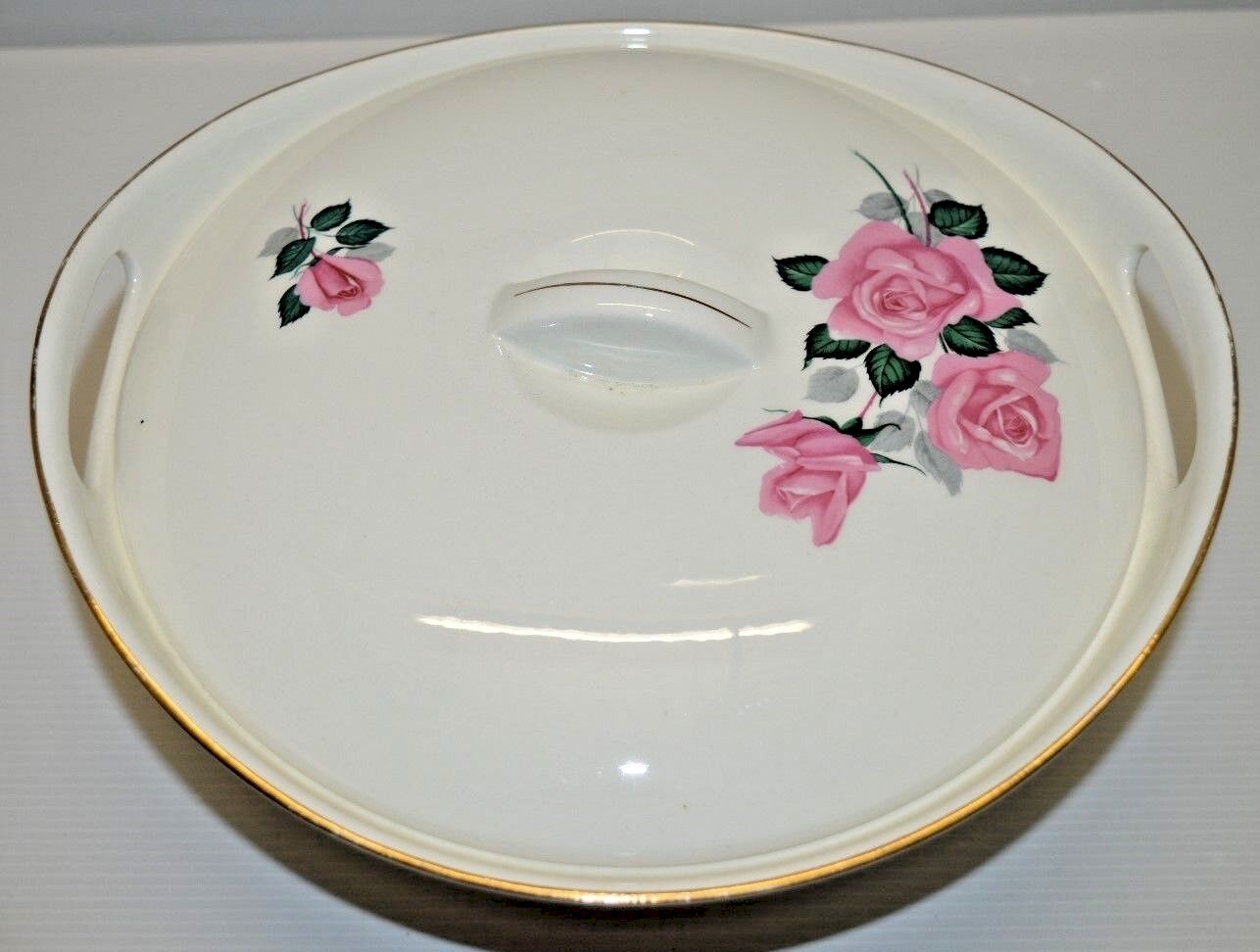Sucrier vintage en porcelaine blanche à doubles anses - Décor fleuri multicolore - Couvercle - Style cottage core - Vaisselle française - France