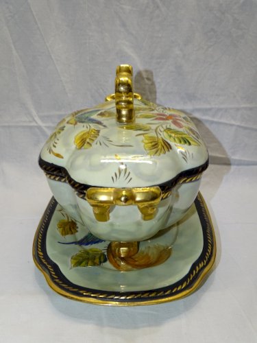 -BELLE SOUPIERE ET SON PLATEAU H.BEQUET QUAREGNON BELGIQUE BELLES DORURES