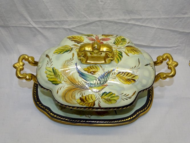 -BELLE SOUPIERE ET SON PLATEAU H.BEQUET QUAREGNON BELGIQUE BELLES DORURES