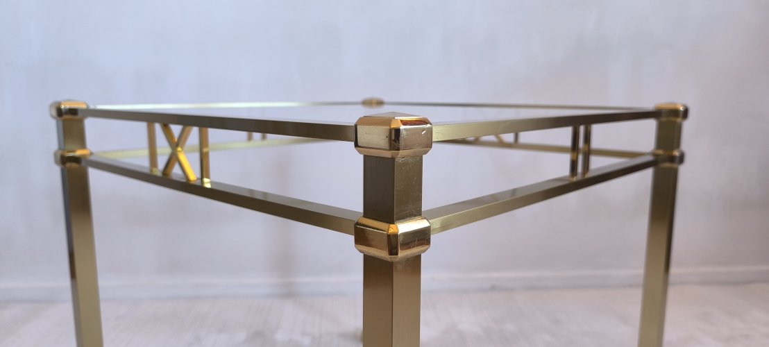 Belle table basse dorée carrée Orsenigo Italy collection ‘Art Déco’