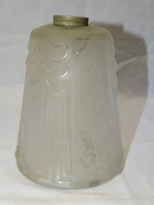-BEAUTIFUL TULIP MULLER Brothers LUNEVILLE Glass Pressed Molded Frosted Colorless D