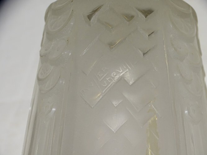 -BELLE TULIPE MULLER Frères LUNEVILLE VERRE Pressé Moulé dépoli incolore   D