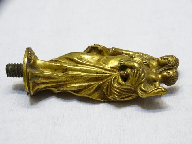 - BELLE VIERGE A L'ENFANT BRONZE doré XVII/XVIIIe RELIQUAIRE COLLECTION JESUS  D