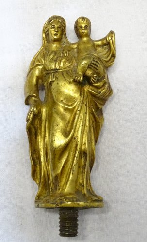 - BELLE VIERGE A L'ENFANT BRONZE doré XVII/XVIIIe RELIQUAIRE COLLECTION JESUS  D