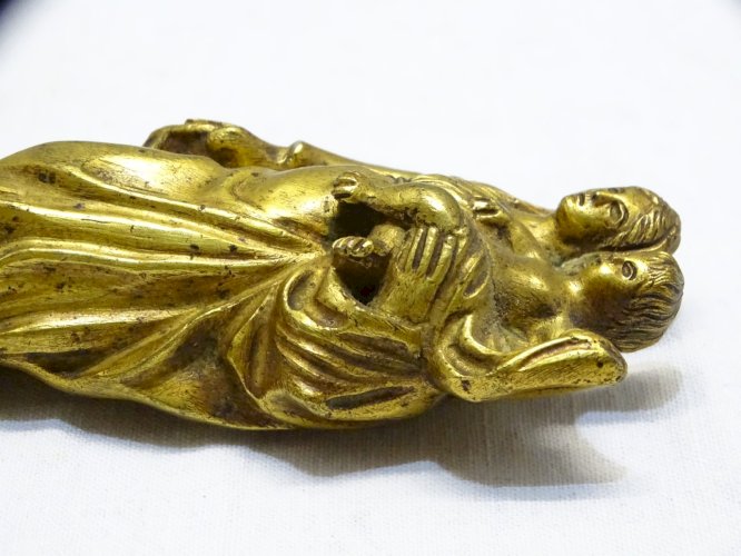 - BELLE VIERGE A L'ENFANT BRONZE doré XVII/XVIIIe RELIQUAIRE COLLECTION JESUS  D