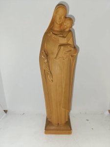 belle vierge à lenfant en platre poincon P.P deposé et made in france en bon etat