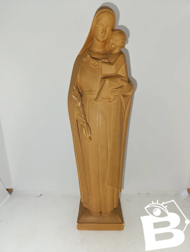 belle vierge à lenfant en platre poincon P.P deposé et made in france en bon etat