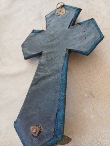 Bénitier ancien Christ en métal argenté 