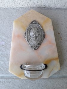 Virgin holy water font