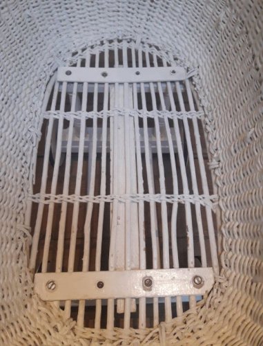 Berceau enfant en osier et bois peint