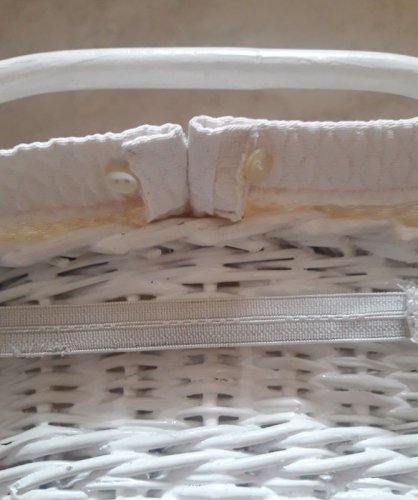 Berceau enfant en osier et bois peint