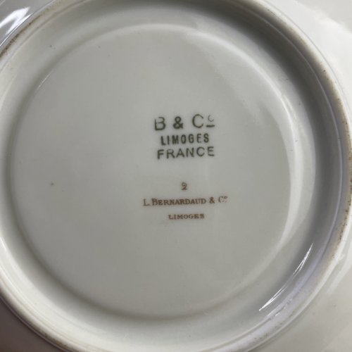 BERNARDAUD décor Vincennes Green 5 soucoupes en porcelaine de Limoges