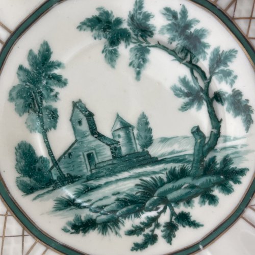 BERNARDAUD décor Vincennes Green 5 soucoupes en porcelaine de Limoges