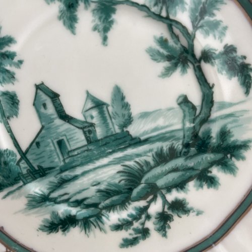 BERNARDAUD décor Vincennes Green 5 soucoupes en porcelaine de Limoges