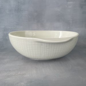 BERNARDAUD porcelaine de Limoges saladier à oreilles texture tissu tissé