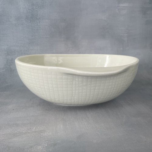 BERNARDAUD porcelaine de Limoges saladier à oreilles texture tissu tissé