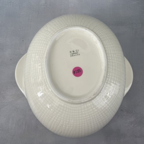 BERNARDAUD porcelaine de Limoges saladier à oreilles texture tissu tissé