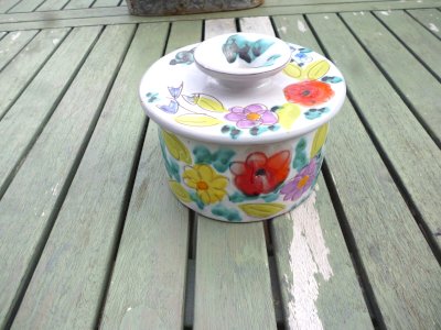 Ceramic water butter dish with Floral decoration Vallauris