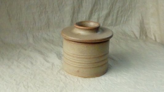GLAZED STONEWARE BUTTER DISH