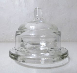individual glass butter dish with lid