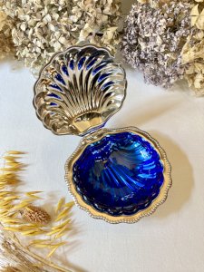Silver-plated shell butter dish, 1950s