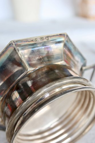 Beurrier vintage Coquillor en métal brillant