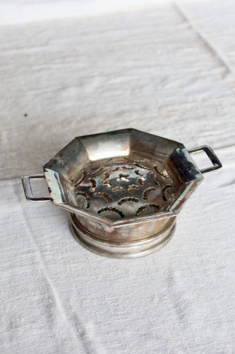 Beurrier vintage Coquillor en métal brillant