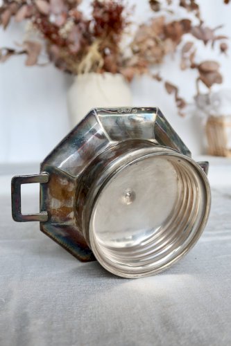 Beurrier vintage Coquillor en métal brillant