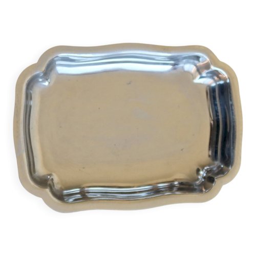 Beurrier vintage rectangulaire chantourné en métal brillant