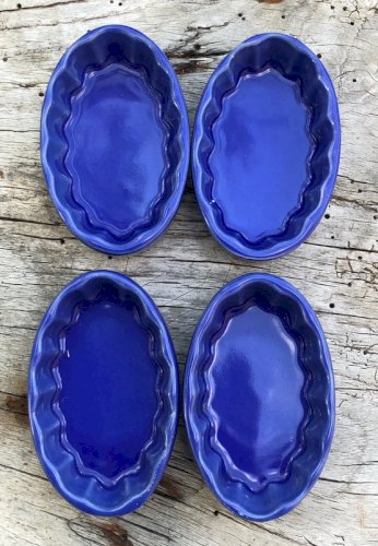 Beurriers individuels bleus en céramique