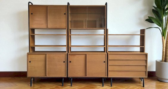 Bibliothèque étagère Robert Charroy pour Mobilor 1950s