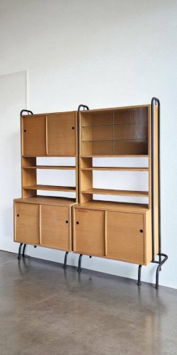 Bibliothèque étagère Robert Charroy pour Mobilor 1950s