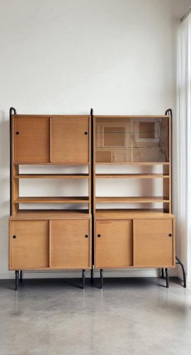 Bibliothèque étagère Robert Charroy pour Mobilor 1950s